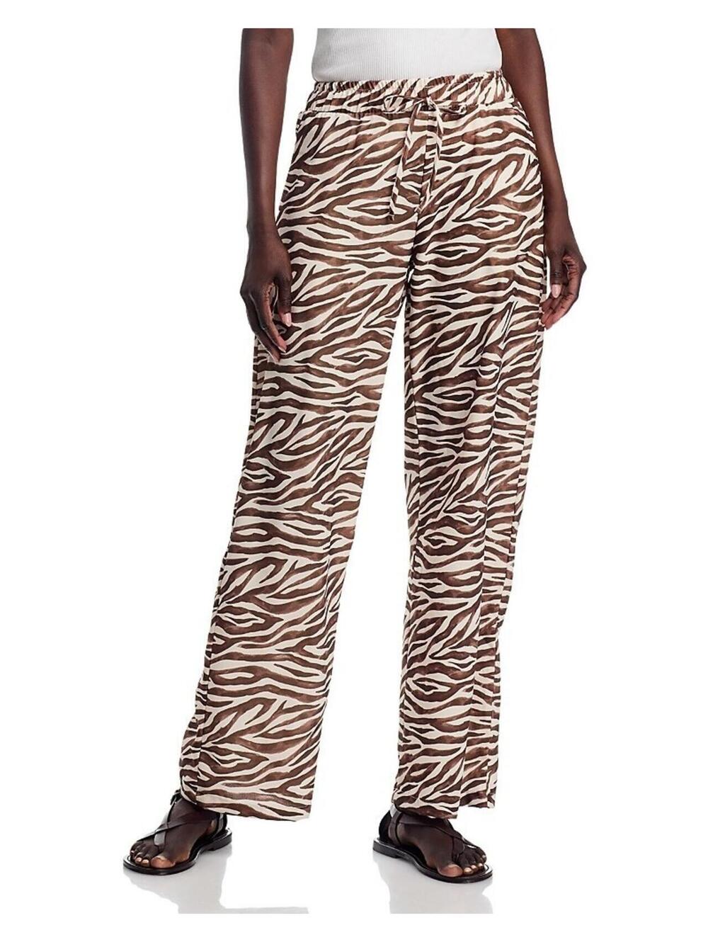 245$ The Lulo Project zebra Print Relaxed Wide-Leg Rio Pants Size XS Brown